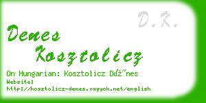 denes kosztolicz business card
